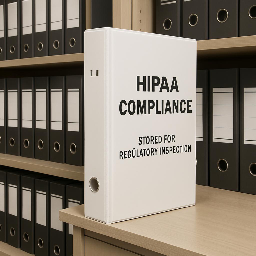 Binder for HIPAA compliance and regulatory inspections.